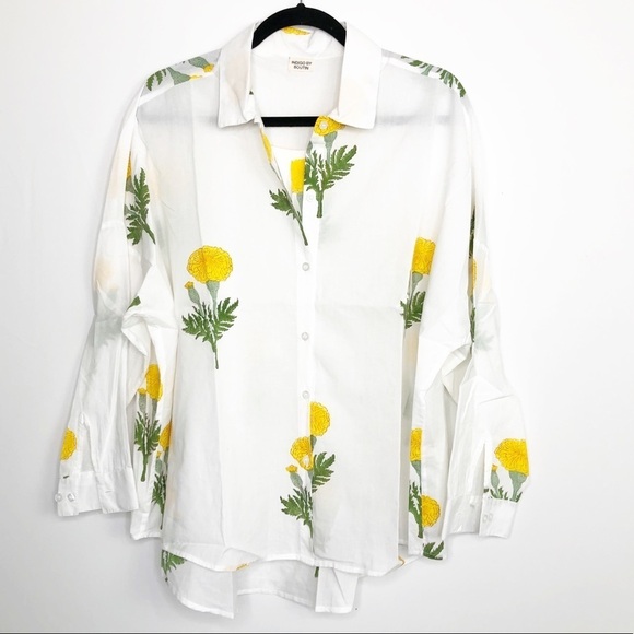 Indigo by Boutin cotton floral oversize button-down shirt - Picture 1 of 10